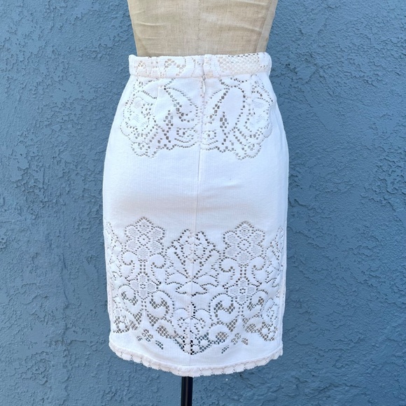 Sea NY Lace Eyelet Pencil Skirt Size 2 Wedding bridal Dainty Victorian Coquette - Picture 4 of 9